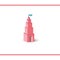 Illustration of Montessori pink tower like a castle with a flag and open door. Vector logo design template.