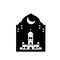 illustration mosque black white ramadan.