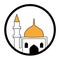 illustration of a mosque icon for a Muslim place of worship line art with a white background