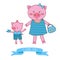 Illustration of mother pig and piglet