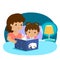 A illustration of a mother reading a bedtime story to her