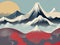 illustration of mountain fuji amidst serene nature in Japan\\\'s illustration reflects the harmonious coexistence beauty of its