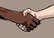 Illustration about multi racial agreement and respect - pen marker artwork on black afro American man handshake with caucasian in