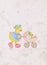Illustration with mum duck and baby with stroller