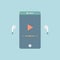 Illustration of music from mobile technology wireless earphones