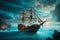 illustration of mystic pirate ship