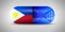 Illustration of the national pharmaceuticals of Philippines. Drug production in Philippines. National flag of Philippines on