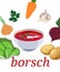 Illustration of national Ukrainian borscht. Ingredients for making borscht.