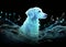 illustration neon dog, music notes