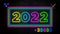 Illustration of a neon glowing "2022" banner for New Year backgrounds