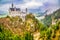 Illustration Neuschwanstein Castle. New Swanstone Castle. Fairytale palace