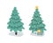 Illustration with New year elements. Christmas tree without decorations and another with garlands and gifts. Flat vector