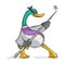 Illustration of Ninja Duck with needle. Karate bird hero.