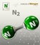 Illustration of Nitrogen Molecule isolated grey background