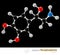 Illustration of Norepinephrine Molecule isolated black backgroun