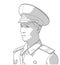 Illustration of north korean soldier wearing uniform in black and white