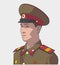 Illustration of north korean soldier wearing uniform in color