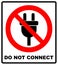 Illustration of a not allowed icon with a plug