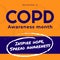 Illustration of november is copd awareness month text on yellow and blue background, copy space
