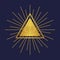 Illustration of Occultism symbols on a blue background. Vector with gold effect.