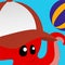 Illustration of Octopus Wears A Hat While Throwing the Ball Cartoon, Cute Funny Character, Flat Design