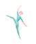Illustration of one woman ballet dancer in attitude position jump on pointe