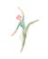 Illustration of one woman ballet dancer in attitude position jump on pointe shoes