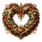 illustration of opulent and ornate christmas wreath on white