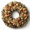 illustration of opulent and ornate christmas wreath on white