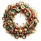 illustration of opulent and ornate christmas wreath on white