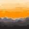 illustration of orange Beautiful sunset overlooking gray mountains