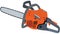 Illustration of an orange chainsaw isolated on a white background