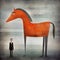 Illustration Of An Orange Horse With A Man: A Study In Style