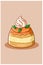 Illustration of orange pudding with cream vector illustration
