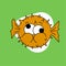 Illustration of Orange Puffer Fish Cartoon, Cute Funny Character, Flat Design