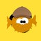 Illustration of Orange Puffer Fish Wear Hat Cartoon, Cute Funny Character, Flat Design