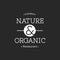 Illustration of organic food stamp banner design isolated on black
