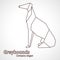 Illustration origami contours dog breed greyhound