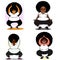 Illustration of overweight african women doing yoga
