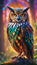 illustration of an owl surrounded by colors which makes it very beautiful and realistic