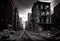 illustration painting of destroyed Abandoned City, Digital Illustration. Generate Ai.