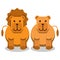 illustration of a pair of lions with cute design