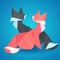 Illustration of pair of paper origami foxes