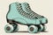 Illustration of a pair of vintage blue roller skates