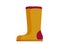 Illustration of a pair of yellow high rubber boots with red elements