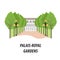 The illustration with the palais royal gardens of Paris