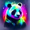 Illustration of panda on colorful background. Psychedelic painting. Generative AI