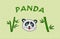 Illustration of a panda with green background and green bamboo with textured - illustration