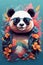 illustration of a panda in sunglasses on a floral background.