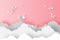 Illustration Paper art cloud with butterflies on pink valentine concept.Butterfly flying in the sky.Creative design paper cut and